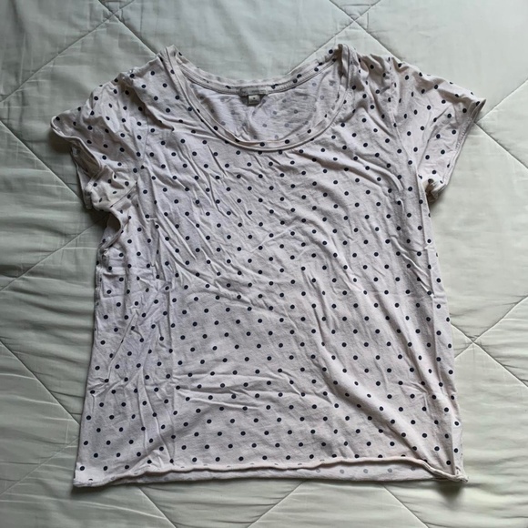 Gap women's casual t-shirt top, navy and white polka dot, size medium - Picture 1 of 3